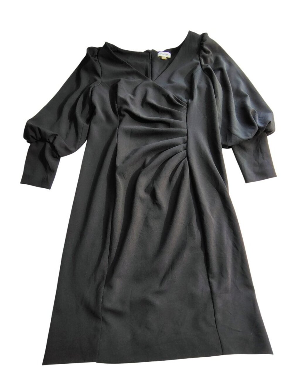 Kalvin Klein Womens Midi Dress Elegant Black Long-Sleeve With Pleated Details12